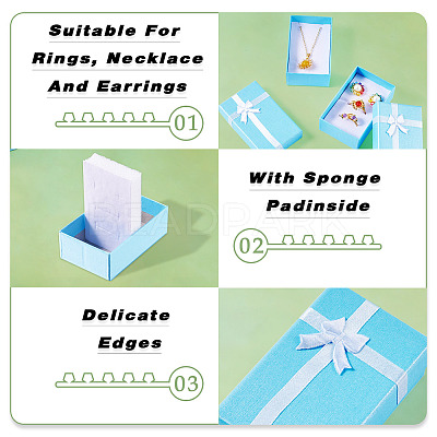 Rectangle Paper Jewelry Storage Gift Boxes with Bowknot CON-TAC0014-09B-1