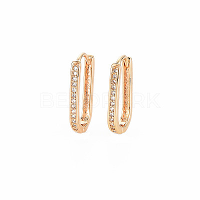 Clear Cubic Zirconia Oval Hoop Earrings KK-S364-280-1