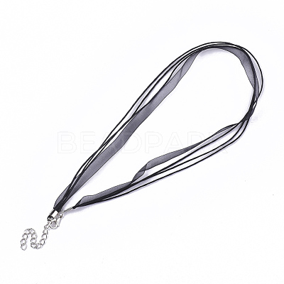 Waxed Cord and Organza Ribbon Necklace Making NCOR-T002-332-1