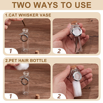 2Pcs Transparent Glass Empty Bottles with 304 Stainless Steel Locket Pendants AJEW-DR00035-1