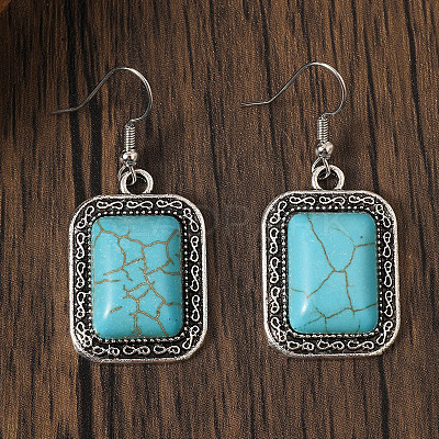 Bohemian Retro Style Synthetic Turquoise & Alloy Dangle Earrings WGF64B3-01-1