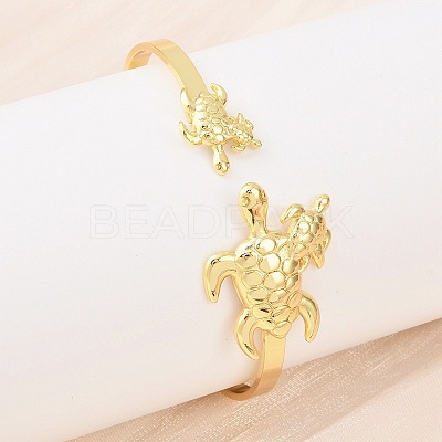 Marine Organism Brass Cuff Bangles for Women BJEW-D368-03L-G-1