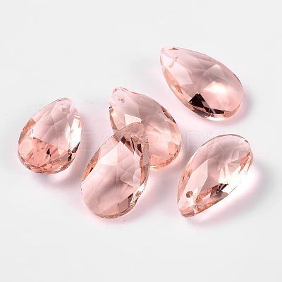 Faceted Teardrop Glass Pendants X-GLAA-O008-B07-1