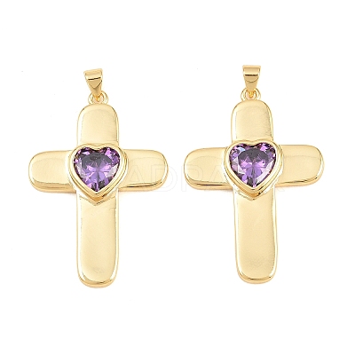 Brass Glass Pendants KK-P353-12G-1