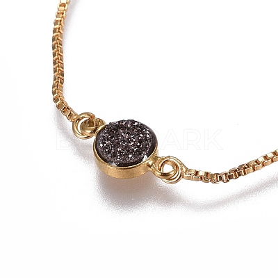Electroplated Natural Druzy Agate Slider Bracelets BJEW-JB04157-M-1