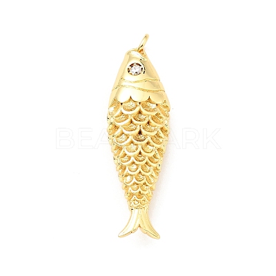 Brass Micro Pave Clear Cubic Zirconia Pendants KK-G416-11G-1