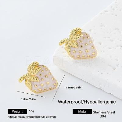 304 Stainless Steel Enamel Stud Earrings for Women GP7417-4-1