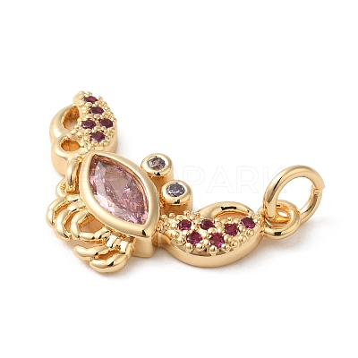 Rack Plating Brass Micro Pave Cubic Zirconia Pendants KK-P241-08G-1