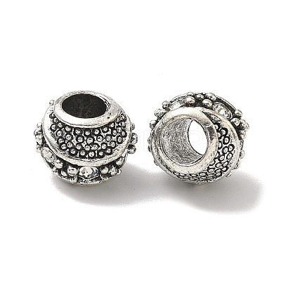 Barrel Antique Silver Plated Metal Alloy Rhinestone European Beads ALRI-Q228-02I-1