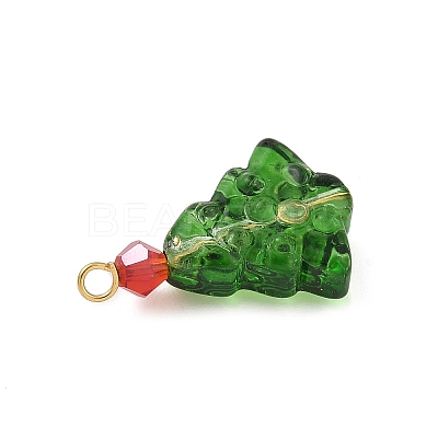 Christmas Tree Dyed & Heated Glass Pendants PALLOY-JF04392-1