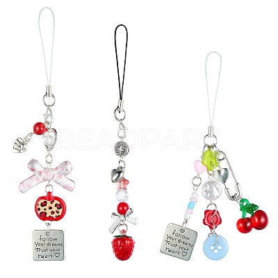 3pcs 3 Styles Acrylic Mobile Straps MOBA-SZ0001-14-1