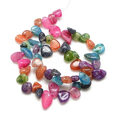 Natural Nuggets Crackle Agate Beads Strands G-P032-06-1
