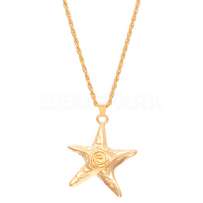 Starfish Alloy Pendant Necklace & Stud Earring & Ring Sets for Women FS-WG0D5F4-03-1