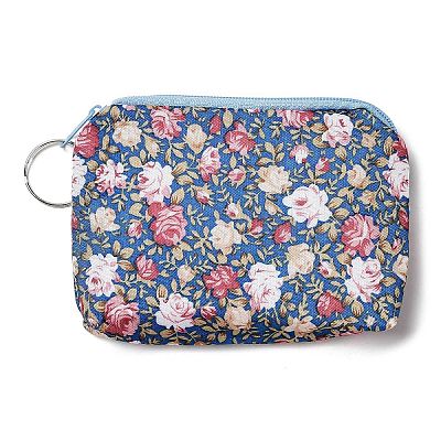 Rose Flower Pattern Cotton Cloth Wallets ABAG-Q043-03-1