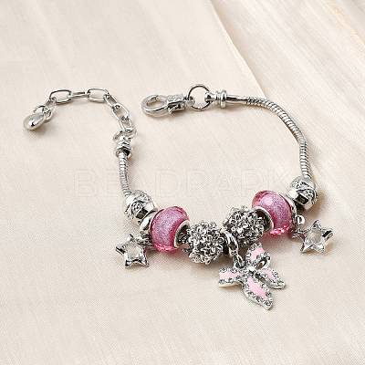 Alloy Enamel European Beads Charm Bracelets BJEW-F495-22P-1