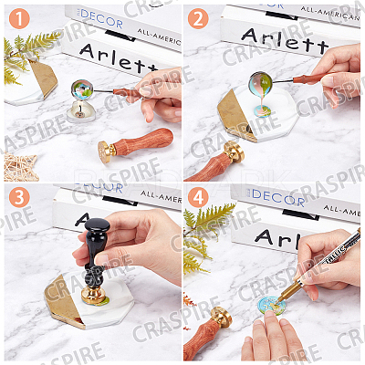 Brass Wax Seal Stamp with Handle AJEW-WH0184-0882-1