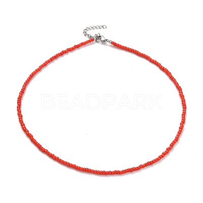 7 Pcs 7 Colors Chakra Jewelry Glass Seed Beaded Necklaces Set NJEW-JN03803-1
