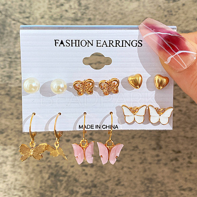 Alloy & Plastic Pearl Earring Sets WG17A46-23-1