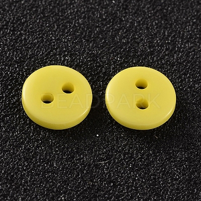 2-Hole Flat Round Resin Sewing Buttons for Costume Design BUTT-E119-18L-18-1