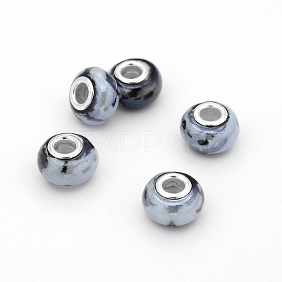 Rondelle Handmade Porcelain Large Hole European Beads OPDL-M009-06-1