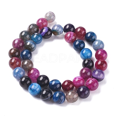 Natural Striped Agate/Banded Agate Beads Strands G-G582-10mm-53-1