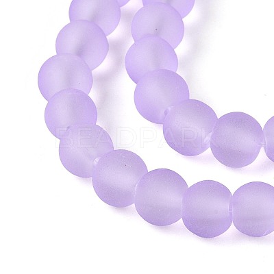 Baking Paint Lilac Frosted Round Transparent Glass Bead Strands X-GLAA-S031-6mm-25-1