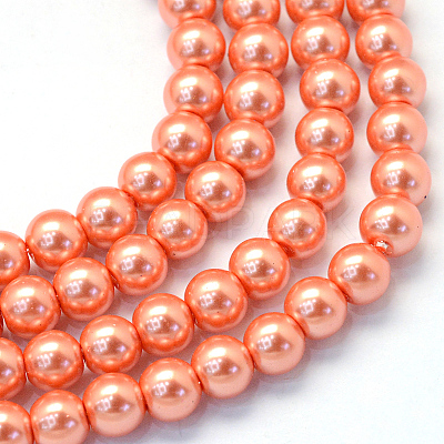 Baking Paint Pearlized Glass Pearl Round Beads Strands X-HY-Q330-8mm-77-1