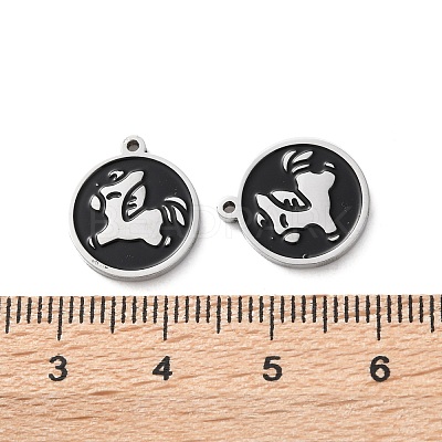 304 Stainless Steel Black Enamel Charms STAS-M102-17P-06-1