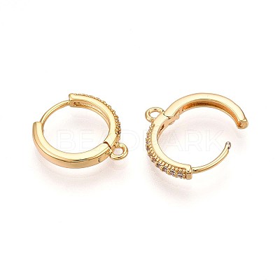 Brass Micro Pave Cubic Zirconia Hoop Earring Finding KK-N261-51B-G-1