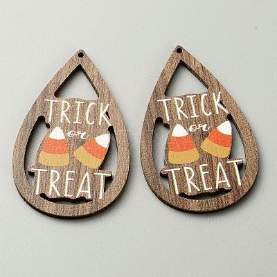 Halloween Theme Printed Wood Big Pendants X1-WOOD-TAC0015-09H-1