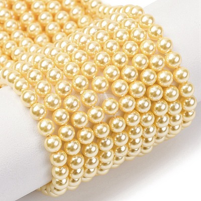 Electroplated Shell Pearl Beads Strands BSHE-G041-4mm-01-1