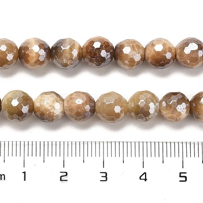 Electroplated Natural Tiger Eye Round Beads Strands G-L598-A04-02-1