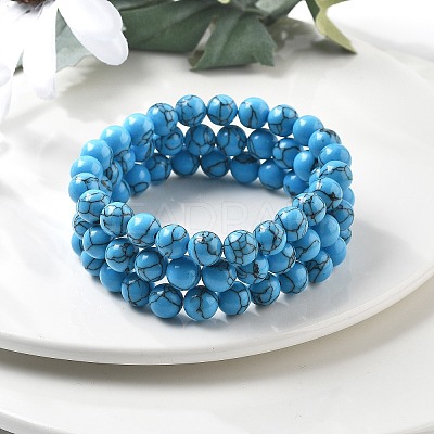 Synthetic Turquoise Jasper Bead Stretch Bracelets BJEW-K212-B-022-1