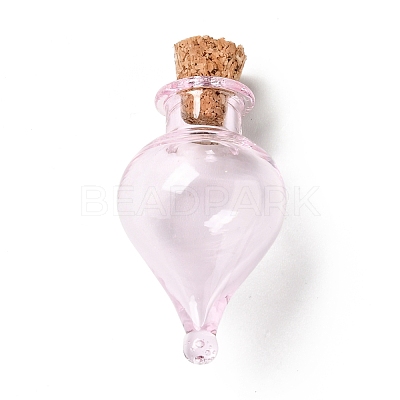 Teardrop Glass Cork Bottles Ornament AJEW-A039-01J-1