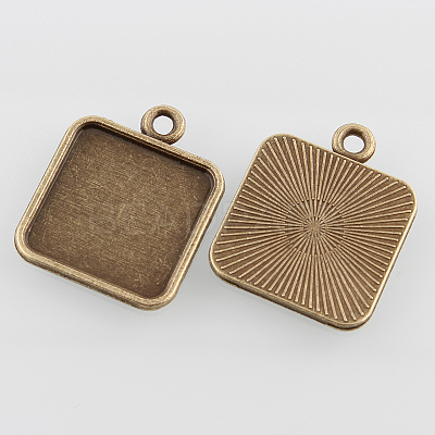 Square Alloy Pendant Cabochon Settings X-PALLOY-N0088-04AB-NF-1