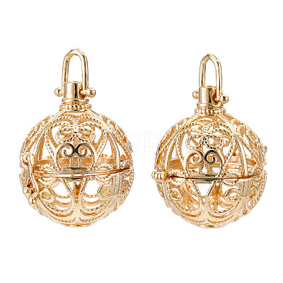 Rack Plating Brass Cage Pendants KK-Q402-01KC-1