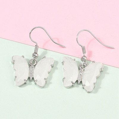 Natural Mixed Stone Brass Dangle Earrings EJEW-M081-01P-1