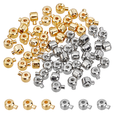 60Pcs 2 Colors Brass Crimp Beads FIND-AR0001-55-1