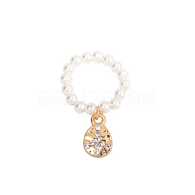 Plastic Imitation Pearl & Alloy & Crystal Rhinestone Finger Rings FS-WG241E1-17-1