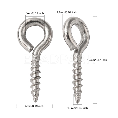 Tarnish Resistant 304 Stainless Steel Screw Eye Pin Peg Bails X-STAS-L234-165A-P-1