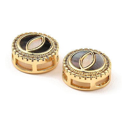 Brass Micro Pave Clear Cubic Zirconia Slide Charms KK-K342-09G-03-1