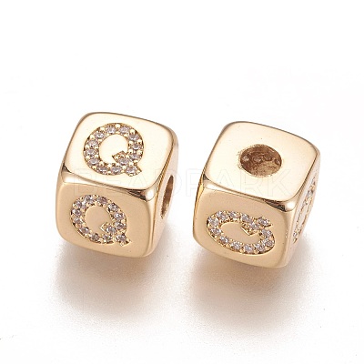Brass Micro Pave Cubic Zirconia Beads KK-K238-16G-Q-1