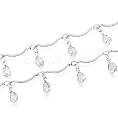 Brass Glass Scalloped Bar Chains CHC-T018-07P-1