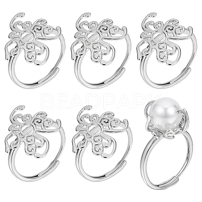 6Pcs Adjustable Brass Ring Components FIND-PH0038-31B-1