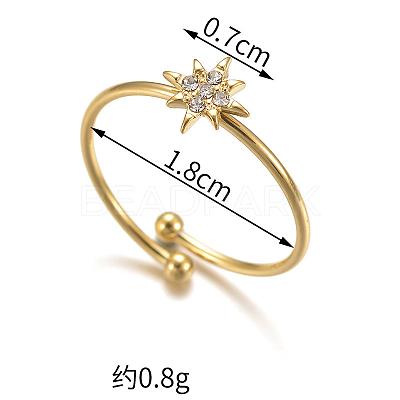Star 304 Stainless Steel with Crystal Rhinestone Cuff Rings for Women FS-WGC8D6E-02-1
