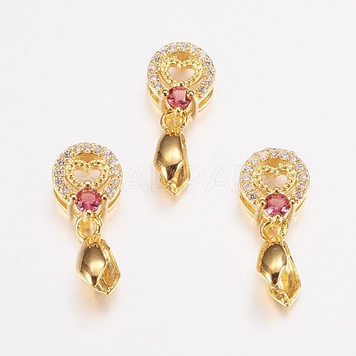 Long-Lasting Plated Brass Micro Pave Cubic Zirconia Ice Pick Pinch Bails ZIRC-F069-04B-G-1