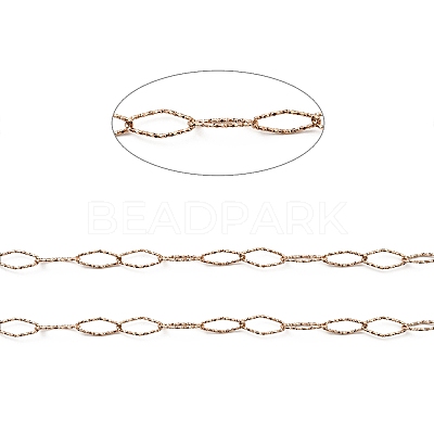Ion Plating(IP) 304 Stainless Steel Textured Horse Eye Link Chains CHS-I020-01B-RG-1