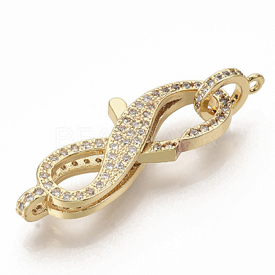 Brass Micro Pave Clear Cubic Zirconia Lobster Claw Clasps ZIRC-S066-011-1