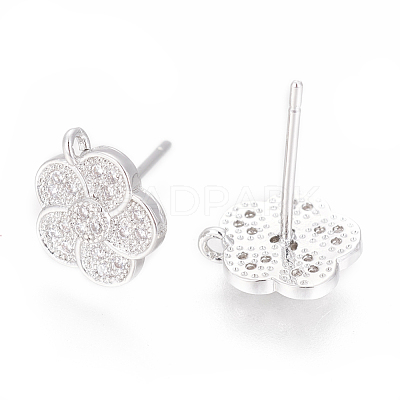 Brass Stud Earring Findings ZIRC-O034-18P-1