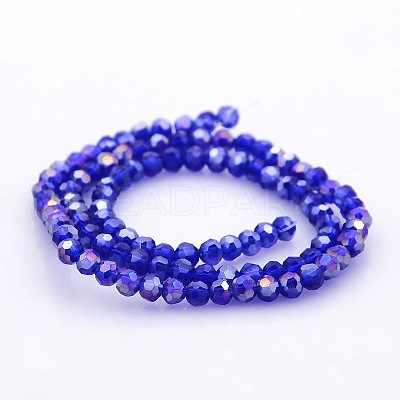 AB Color Plated Glass Faceted(32 Facets) Round Beads Strands GLAA-A027-3mm-AB03-1